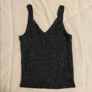 Sparkly Black Cropped Tank Top